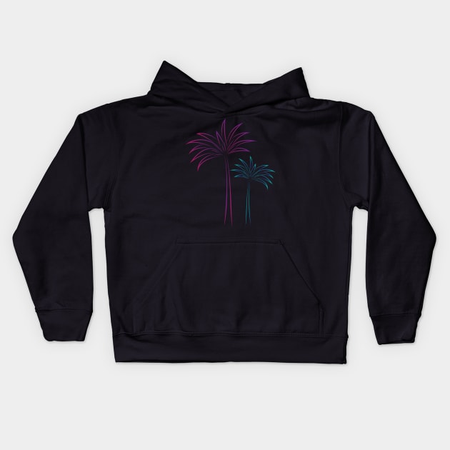 purple and blue palm trees Kids Hoodie by JDP Designs